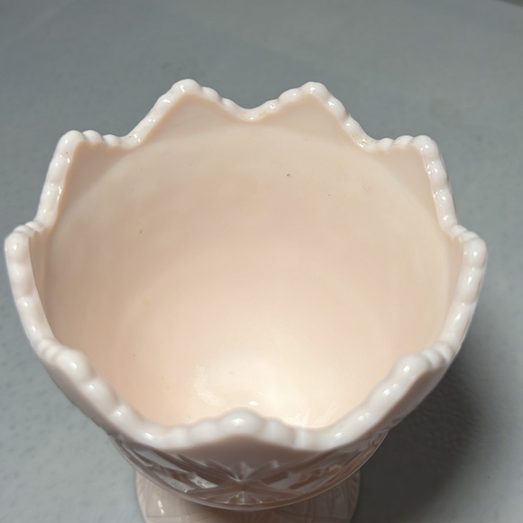 Vintage Napco Pink Milk Glass Footed Bowl Candy Dish Compote Cleveland Ohio - Picture 2 of 8